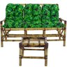 Conjunto de Bambu 5 Lugares com Namoradeira + Mesa de Centro para Edícula, Varanda, Jardim - T9 - 2
