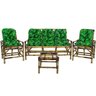 Conjunto de Bambu 5 Lugares com Namoradeira + Mesa de Centro para Edícula, Varanda, Jardim - T9 - 1