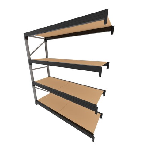 Mini Porta Pallet 200 kg por Nivel Continuação com 4 Niveis Preto com MDF Cru