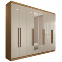 Ver imagem 3 de Guarda-roupa Casal Ele e Ela 8 Portas 4 Gavetas com Espelho Off White/cinamomo - Panorama Móveis