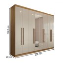 Ver imagem 4 de Guarda-roupa Casal Ele e Ela 8 Portas 4 Gavetas com Espelho Off White/cinamomo - Panorama Móveis