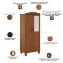 Ver imagem 3 de Guarda Roupa Solteiro com Espelho 2 Portas Madeira Maciça Lorie F06 Castanho - Lyam Decor