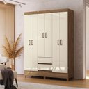 Ver imagem 1 de Guarda-roupa Solteiro Lux 6 Portas 2 Gavetas Jequitiba/off White - Pnr Móveis