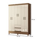 Ver imagem 4 de Guarda-roupa Solteiro Lux 6 Portas 2 Gavetas Jequitiba/off White - Pnr Móveis