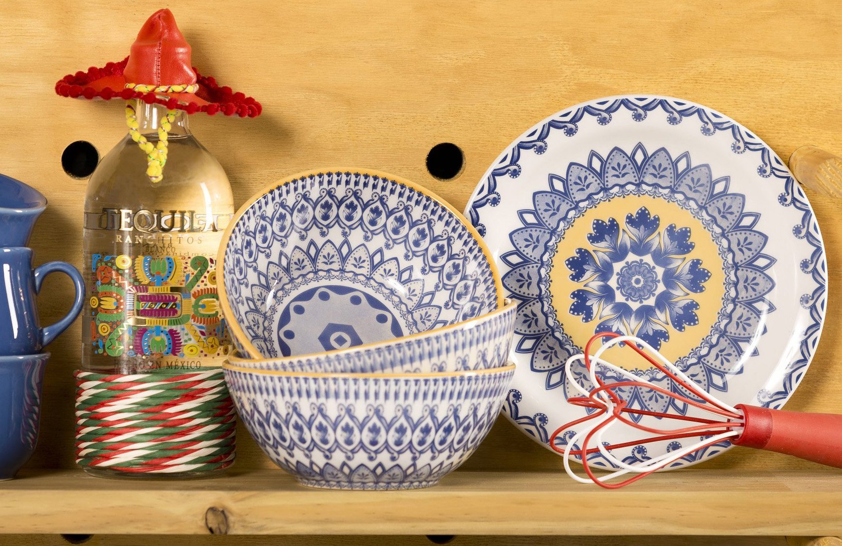 Kit Jogo Café Lanche Floreal La Carreta Oxford® 8 Peças Cerâmica