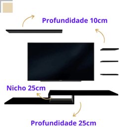 Kit 4 Prateleiras + Nicho para Tv Rack Suspenso Sala Quarto - 4