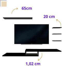 Kit 4 Prateleiras + Nicho para Tv Rack Suspenso Sala Quarto - 2