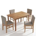Ver imagem 2 de Conjunto Mesa de Jantar Retangular 120cm 4 Cadeiras Madeira Estofadas Arezzo Amêndoa Cbmj4a120