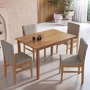 Ver imagem 1 de Conjunto Mesa de Jantar Retangular 120cm 4 Cadeiras Madeira Estofadas Arezzo Amêndoa Cbmj4a120