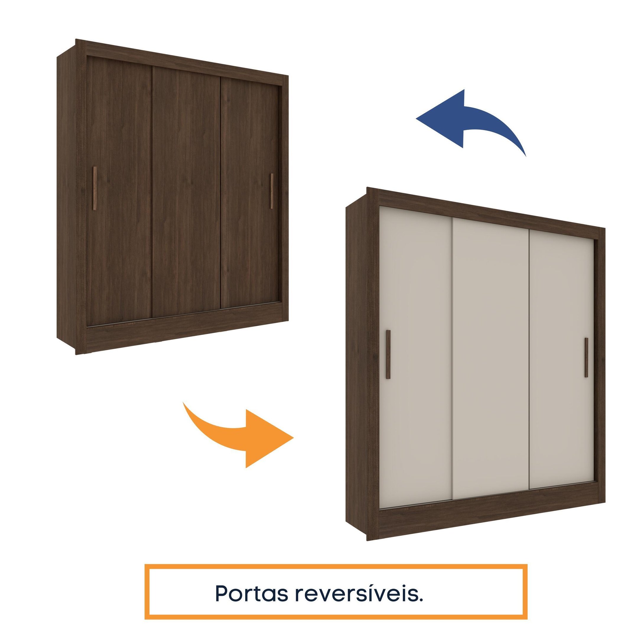 Guarda Roupa Casal 3 Portas 4 Gavetas com 8 Pés Taifa Espresso Móveis - 10