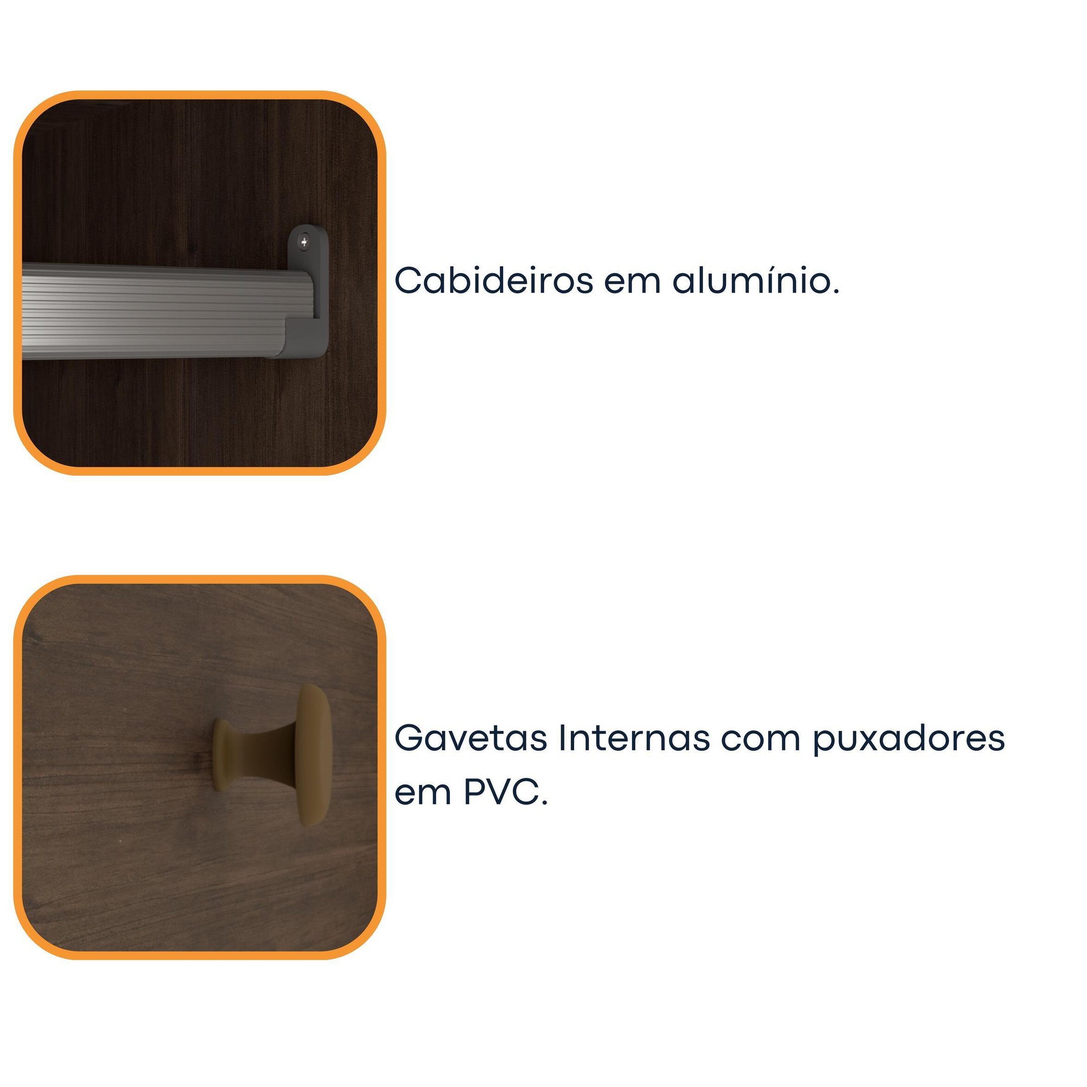 Guarda Roupa Casal 3 Portas 4 Gavetas com 8 Pés Taifa Espresso Móveis - 16