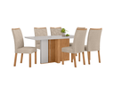 Ver imagem 1 de Conjunto Sala de Jantar Mesa Astrid 170 Tampo Vidro Off White com 6 Cadeiras Rayla - Lopas Amendoa C