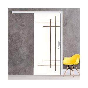 Porta de Correr Frisada Cm-03 Branca Kit de Madeira C/ Fechadura 210x82