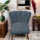 Ver imagem 4 de Cadeira Pétala Flor para Sala de Estar Penteadeira Salão Suede Azul Turquesa
