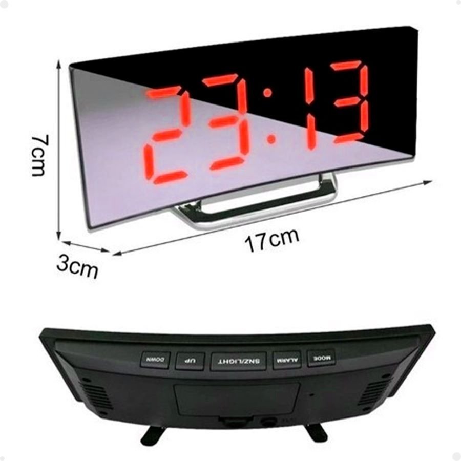 Relógio Digital Led Lorben Alarme Curvado Espelhado Mesa Cabeçeira - 2