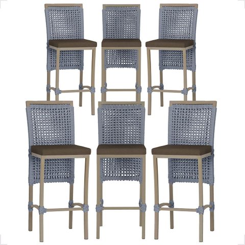 6 Banqueta em Alumínio Roma Fendi Corda Náutica Tecido 9