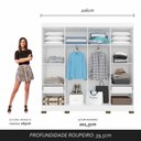 Ver imagem 4 de Guarda Roupa Casal 8 Portas 2 Gav Natasha Branco - Móveis Arapongas Branco