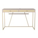 Ver imagem 1 de Escrivaninha New York 120 Cm 2 Gavetas Palhinha Base Metal Laca Off White