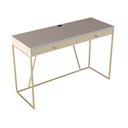 Ver imagem 3 de Escrivaninha New York 120 Cm 2 Gavetas Palhinha Base Metal Laca Off White