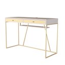 Ver imagem 4 de Escrivaninha New York 120 Cm 2 Gavetas Palhinha Base Metal Laca Off White