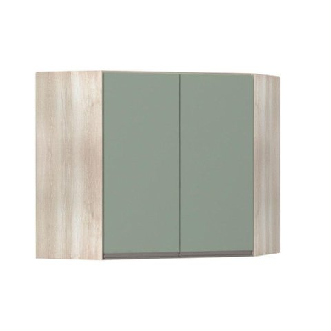 Armário Canto Diagonal 2 Portas Luci Legno Crema C/Verde