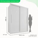 Ver imagem 4 de Guarda-Roupa Solteiro 2 Portas 2 Gavetas Costa Rica Branco