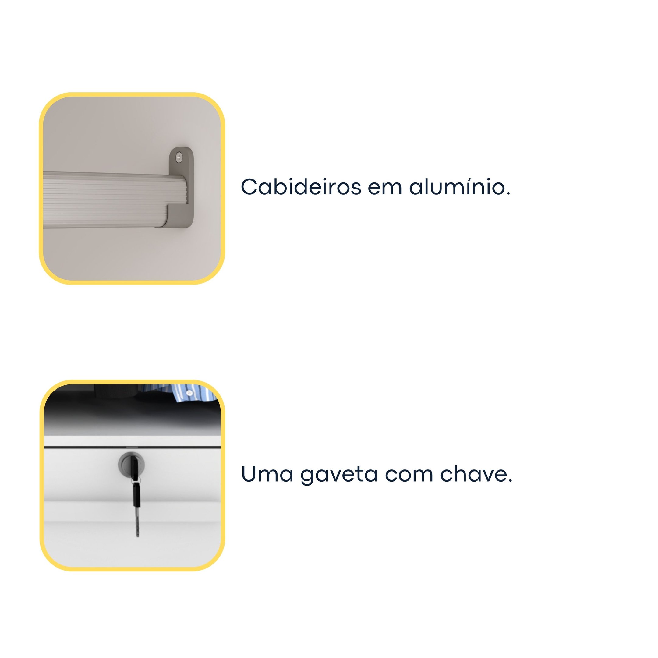 Guarda Roupa Solteiro com Espelho 2 Portas 6 Gavetas 133cm Chicago   - 9