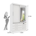 Ver imagem 2 de Guarda Roupa Solteiro com Espelho 2 Portas 6 Gavetas 133cm Chicago