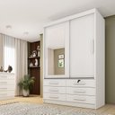 Ver imagem 1 de Guarda Roupa Solteiro com Espelho 2 Portas 6 Gavetas 133cm Chicago