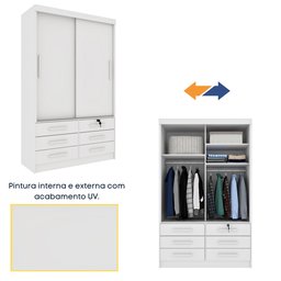 Guarda Roupa Solteiro com Espelho 2 Portas 6 Gavetas 133cm Chicago   - 10