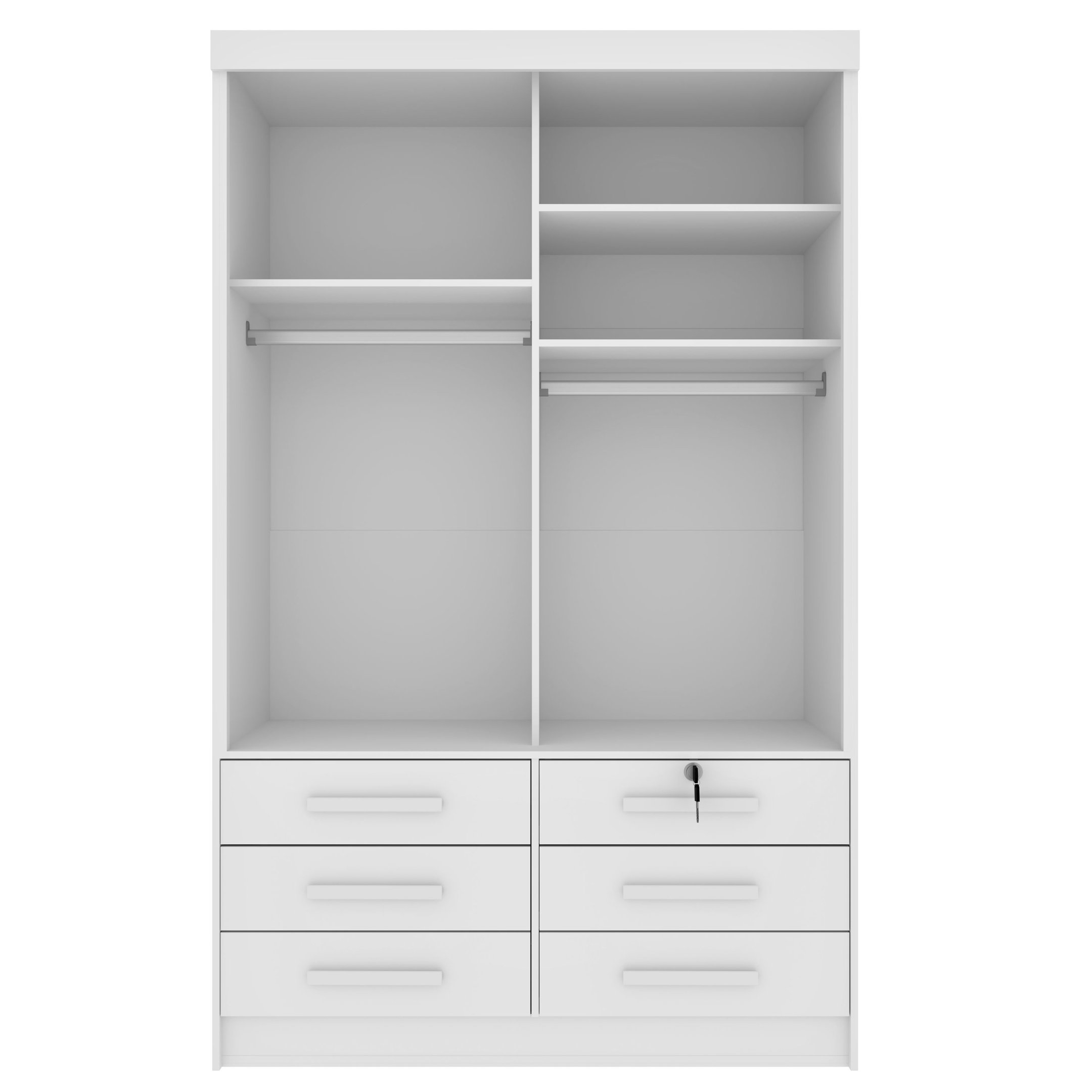 Guarda Roupa Solteiro com Espelho 2 Portas 6 Gavetas 133cm Chicago   - 13