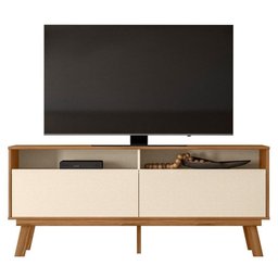 Rack Bancada Olinda 160cm para Tv até 65” - Mobler:amêndoa/pérola Metalizado - 1