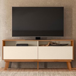 Rack Bancada Olinda 160cm para Tv até 65” - Mobler:amêndoa/pérola Metalizado - 2