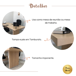 Mesa para Escritório e Reunião 2 Metros em Tamburato Executiva - 18