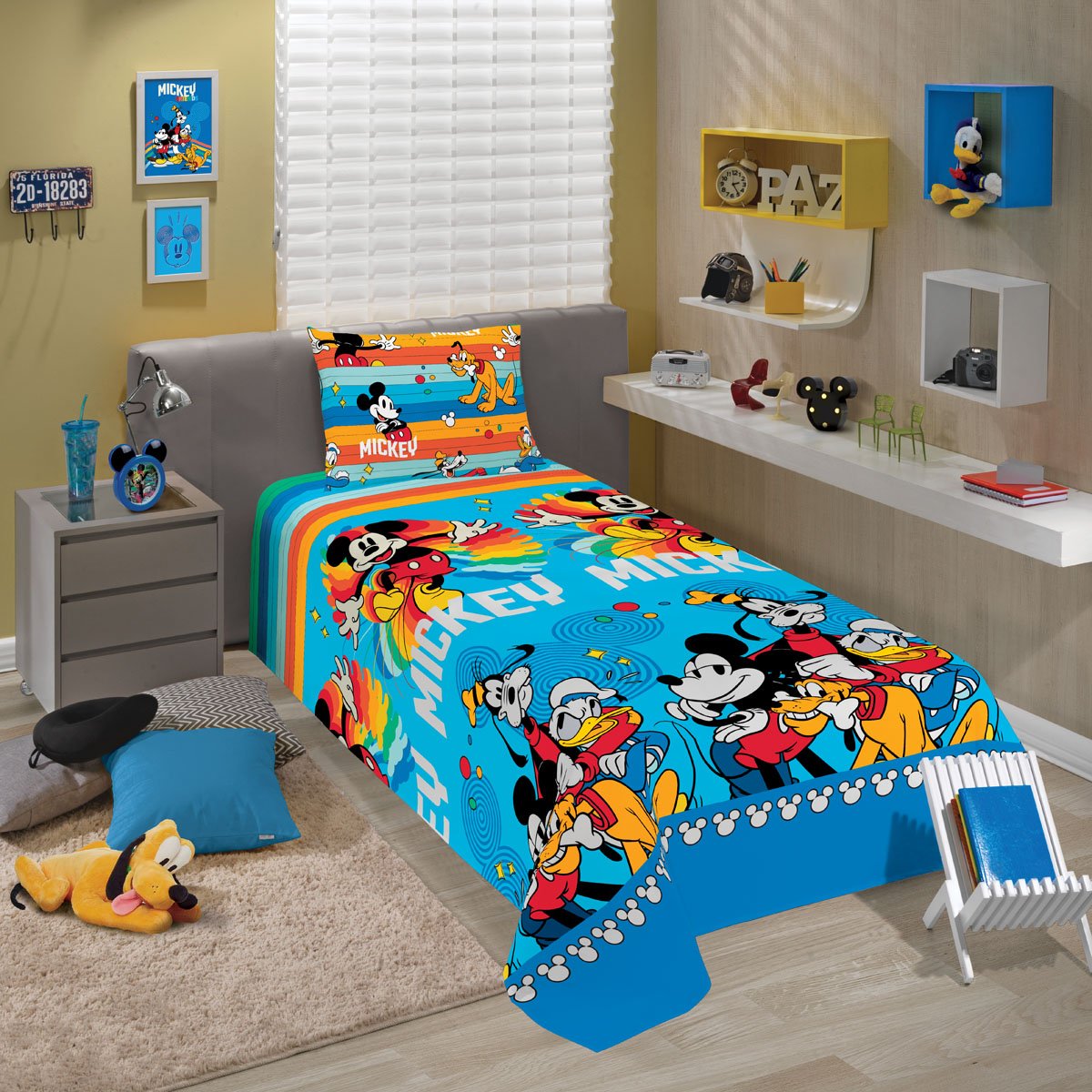 Jogo de Cama Infantil Lepper Mickey Solteiro 2 Peças Microfibra Azul - 2