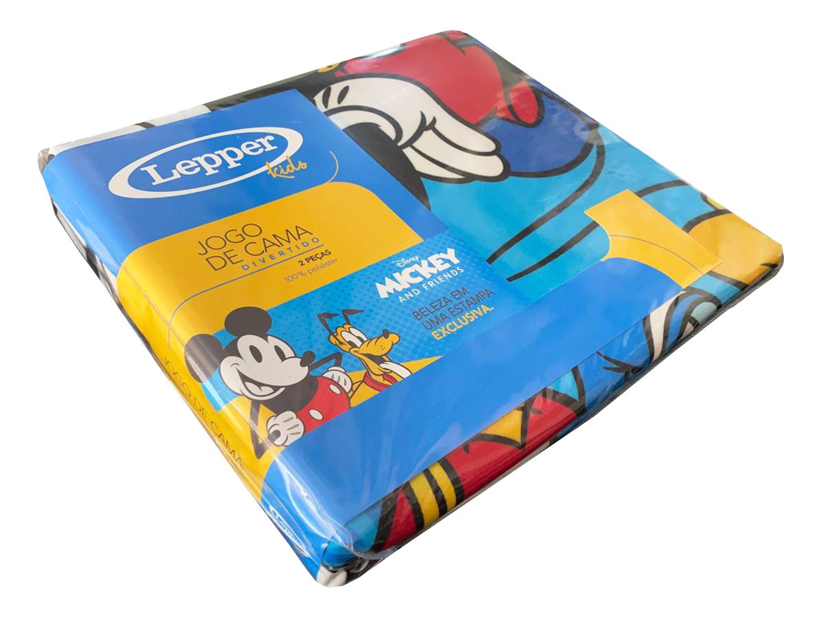 Jogo de Cama Infantil Lepper Mickey Solteiro 2 Peças Microfibra Azul - 4