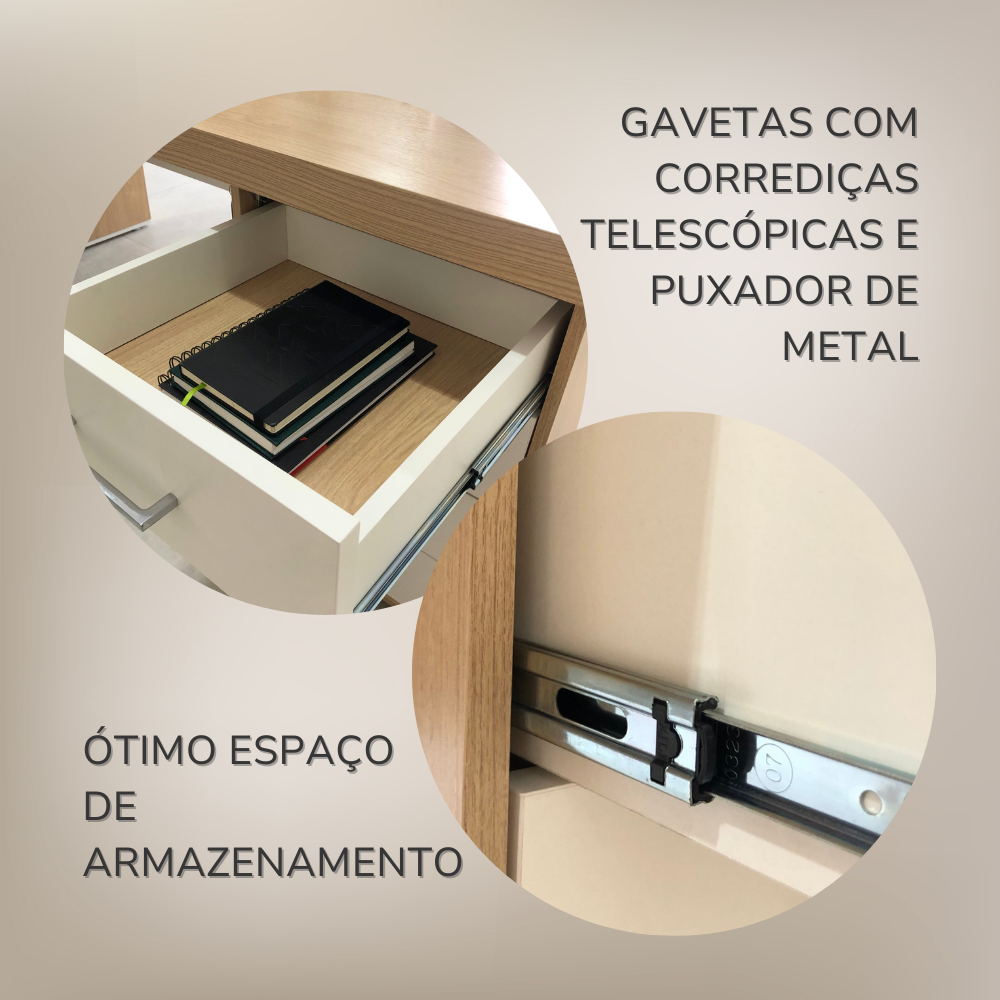  Mesa para Escritório Robusta e Funcional 4 Gavetas Lado Direito Tamburato - 20