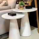 Ver imagem 1 de Conjunto Mesas Lateral Apoio Cone Base Tampo Laca Branco