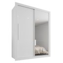 Ver imagem 3 de Guarda-Roupa Solteiro 2 Portas com Espelho Lateral 2 Gavetas Costa Rica Branco
