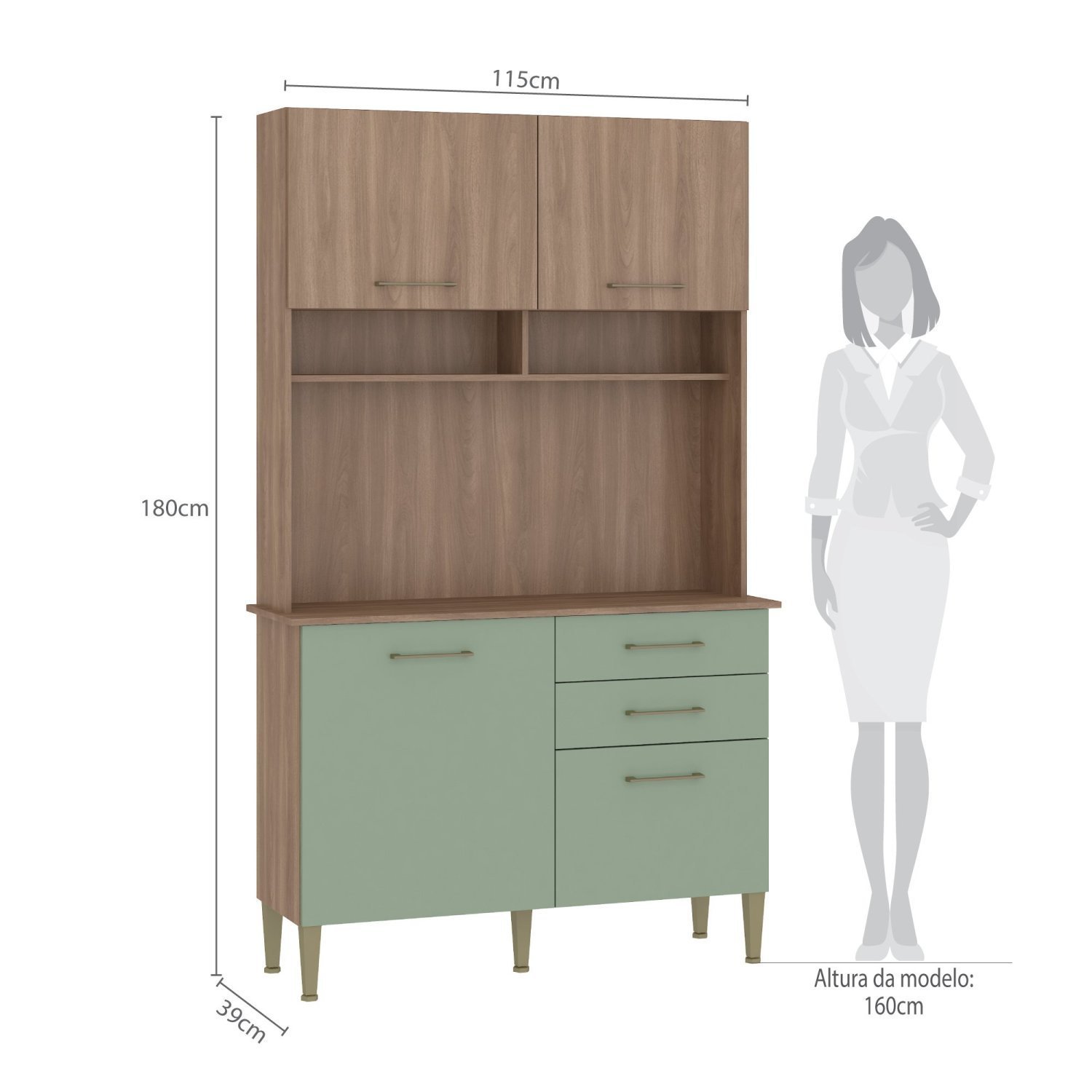 Cozinha Compacta 115cm 4 Portas 2 Gavetas Millena  - 4