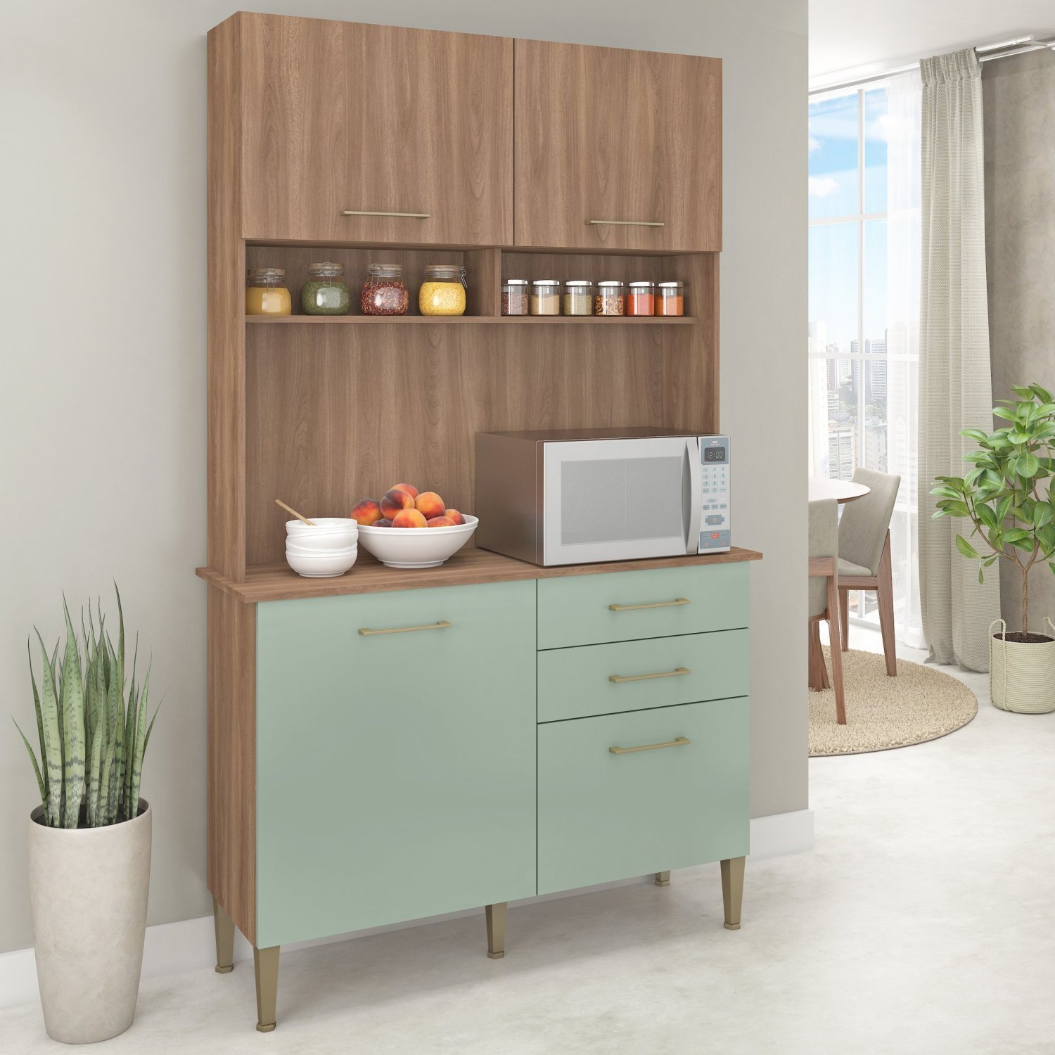 Cozinha Compacta 115cm 4 Portas 2 Gavetas Millena  - 1