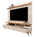 Ver imagem 6 de Rack com Painel para TV até 72 Polegadas MDF 180cmx195cm Pés em Madeira Maciça Vivare Bege Off White/Nature