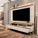 Ver imagem 5 de Rack com Painel para TV até 72 Polegadas MDF 180cmx195cm Pés em Madeira Maciça Vivare Bege Off White/Nature