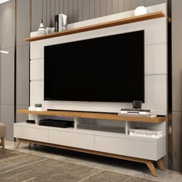 Rack com Painel para TV até 72 Polegadas Pés em Madeira Maciça Vivare - 1