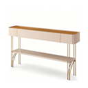Ver imagem 1 de Aparador Vivaz 160cm Off White com Pés Dourados em Ferro Mdf para Sala Moderna - Off-white/carvalho