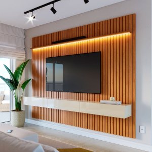 Home Ripado Flow 2.8 Led Nature com Off White - Imcal Móveis