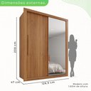 Ver imagem 5 de Guarda-Roupa Solteiro 2 Portas com Espelho Lateral 2 Gavetas Costa Rica Cinamomo