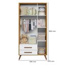 Ver imagem 2 de Berço Americano 3820 e Guarda Roupa 3830 Q Encanto Retrô Freijó Toq Branco Acetinado - Qmovi