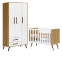 Ver imagem 1 de Berço Americano 3820 e Guarda Roupa 3830 Q Encanto Retrô Freijó Toq Branco Acetinado - Qmovi