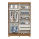 Ver imagem 4 de Guarda-Roupa Solteiro 2 Portas Deslizantes 2 Gavetas com Espelho Lucca Marrom/Cinamomo/Off White/Avelã